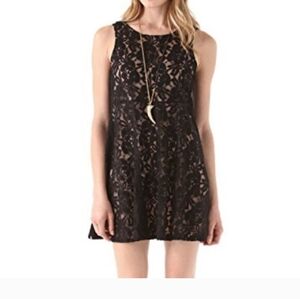 Free People Black Nude Lace Dress Size Large